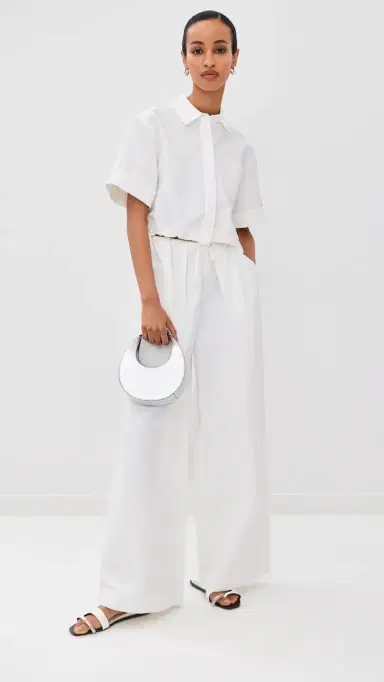 Simkhai Rhea Cotton Wide Leg Pants White | Thumbnail 2