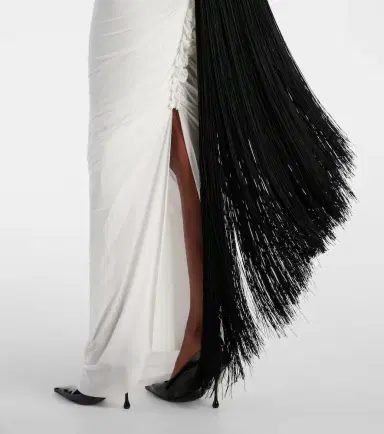 Jean Paul Gaultier Fringed ruched jersey maxi dress | Thumbnail 5