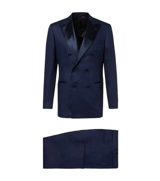 Double-breasted linen tuxedo