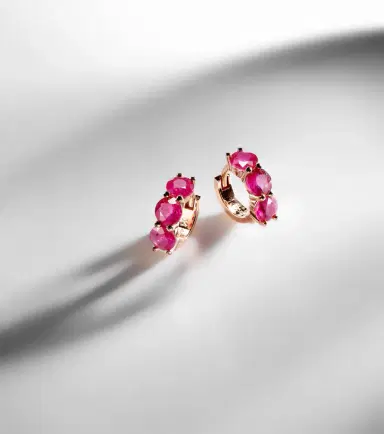 Ileana Makri 18kt rose gold hoop earrings with rubies | Thumbnail 3