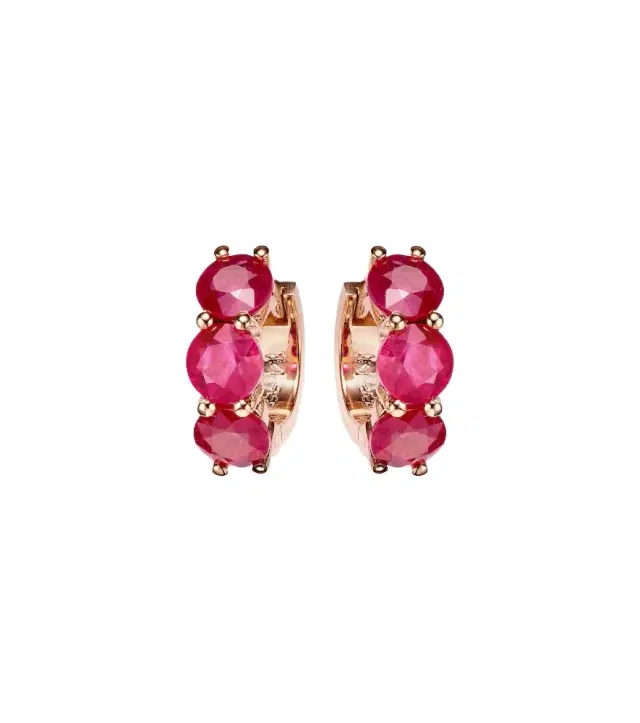 Ileana Makri 18kt rose gold hoop earrings with rubies