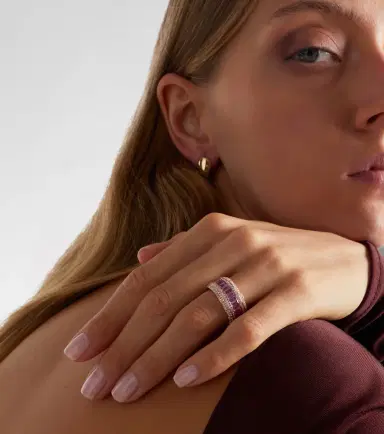 SHAY JEWELRY 18kt rose gold ring with pink sapphire and diamonds | Thumbnail 3