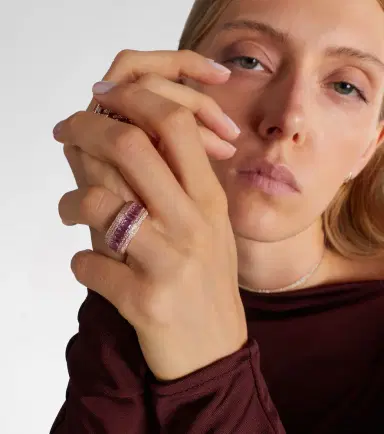 SHAY JEWELRY 18kt rose gold ring with pink sapphire and diamonds | Thumbnail 4