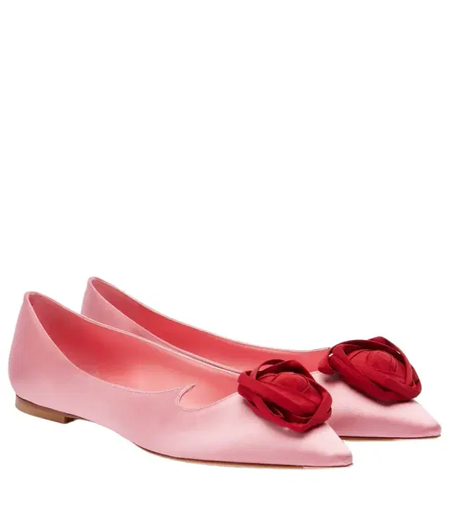 I Love Viver floral-appliqué satin ballet flats