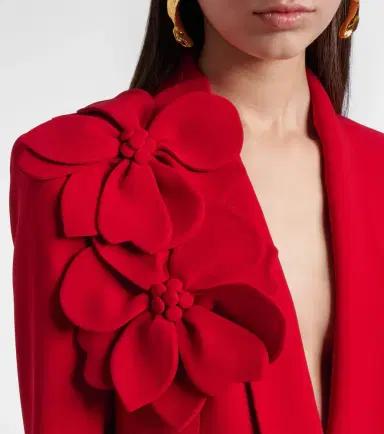 Elie Saab Floral-appliqué cady blazer | Thumbnail 2