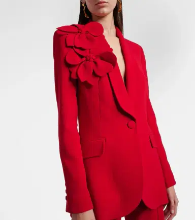 Elie Saab Floral-appliqué cady blazer | Thumbnail 4