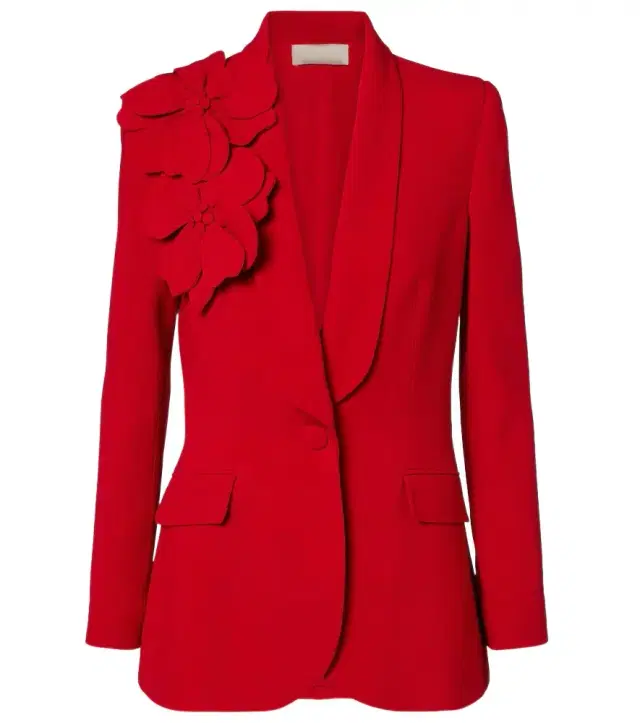 Floral-appliqué cady blazer