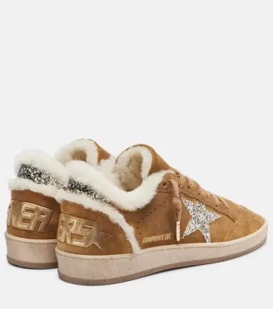 Golden Goose Ball Star shearling-trimmed suede sneakers | Thumbnail 2
