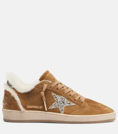 Golden Goose Ball Star shearling-trimmed suede sneakers | Thumbnail 3
