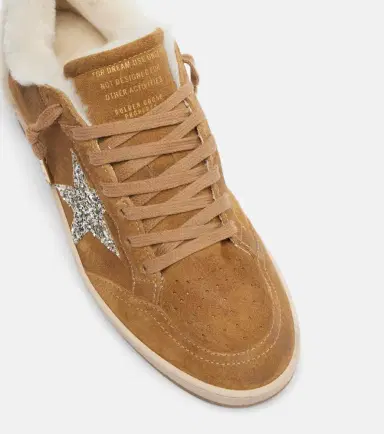 Golden Goose Ball Star shearling-trimmed suede sneakers | Thumbnail 4