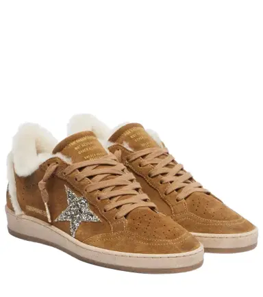 Golden Goose Ball Star shearling-trimmed suede sneakers | Thumbnail 1
