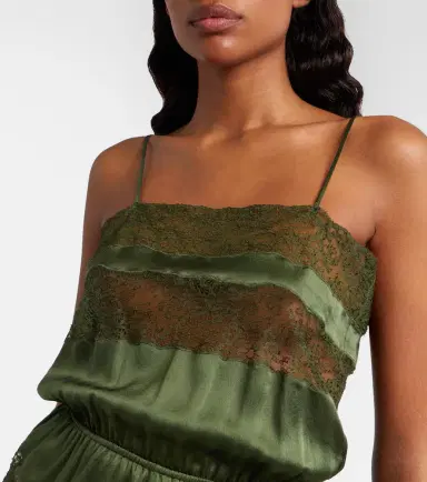 Saint Laurent Lace-trimmed silk satin romper | Thumbnail 3