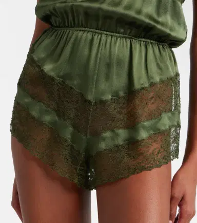 Saint Laurent Lace-trimmed silk satin romper | Thumbnail 4