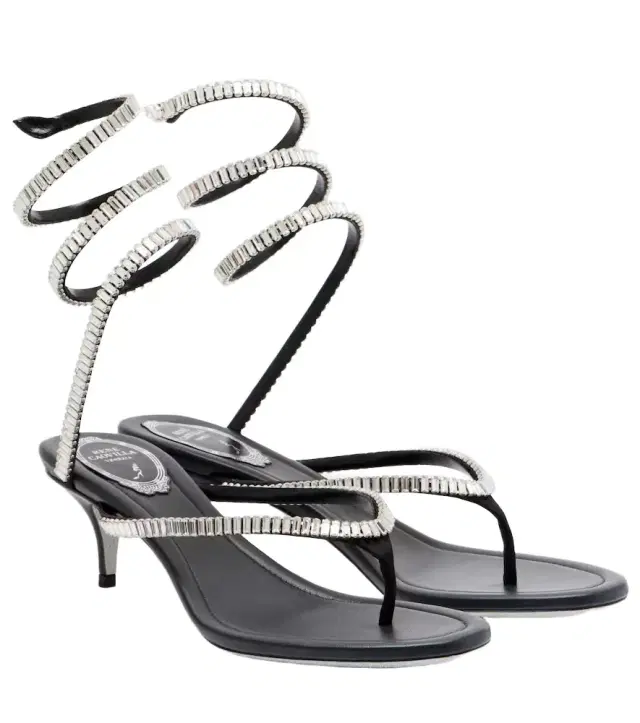 Rene Caovilla Embellished satin thong sandals
