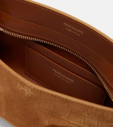 Ferragamo Hug Mini croc-effect suede clutch | Thumbnail 3