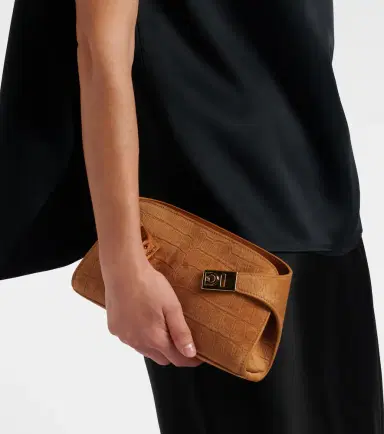 Ferragamo Hug Mini croc-effect suede clutch | Thumbnail 6