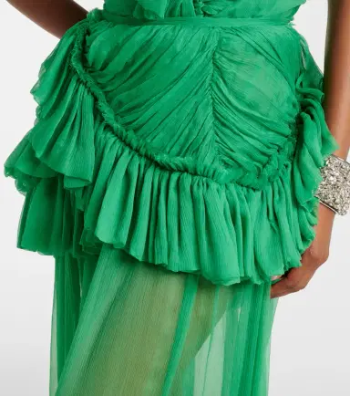 Dries Van Noten Ruffled silk muslin maxi skirt | Thumbnail 2
