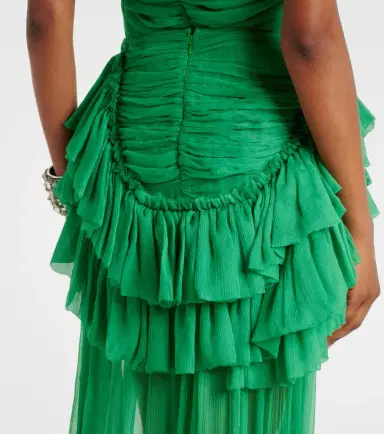 Dries Van Noten Ruffled silk muslin maxi skirt | Thumbnail 4