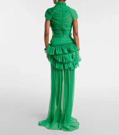 Dries Van Noten Ruffled silk muslin maxi skirt | Thumbnail 5