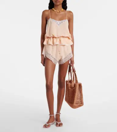 Chloé Chloé Lace-trimmed silk jacquard shorts | Thumbnail 6 Chloé Chloé Lace-trimmed silk jacquard shorts | Thumbnail 6