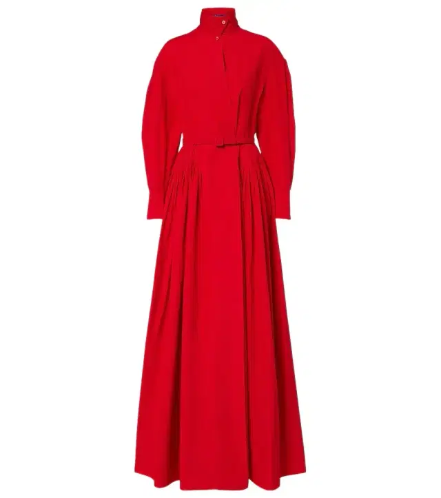 Daley belted cotton-blend poplin gown