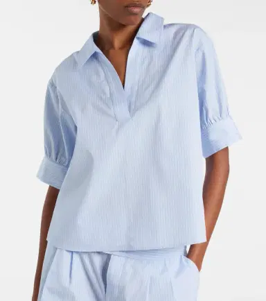 Frame Popover striped cotton poplin top | Thumbnail 4