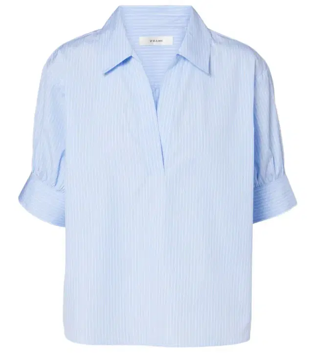 Popover striped cotton poplin top