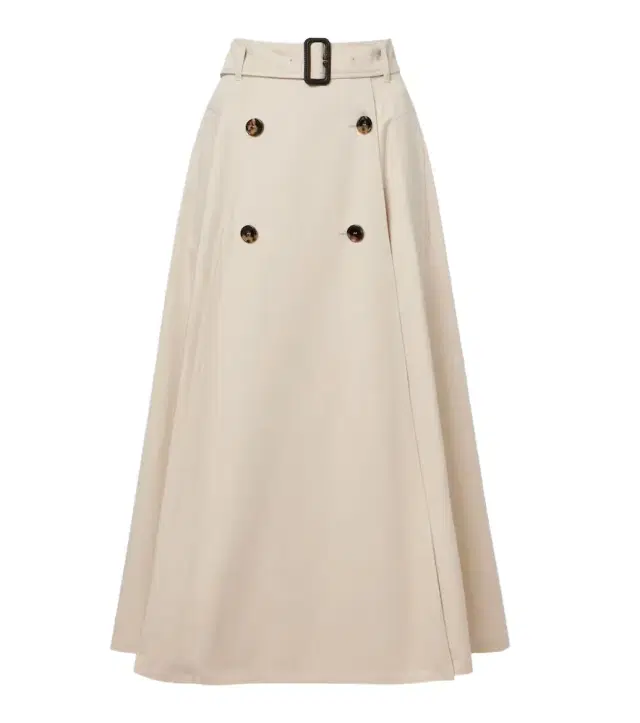 Belted cotton gabardine midi skirt
