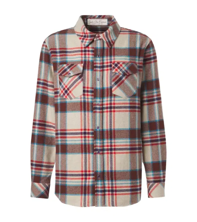 God's True Cashmere Plaid cashmere shirt with amethyst