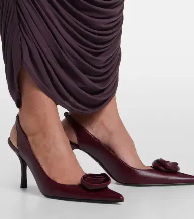 Magda Butrym Floral-appliqué leather slingback pumps | Thumbnail 5