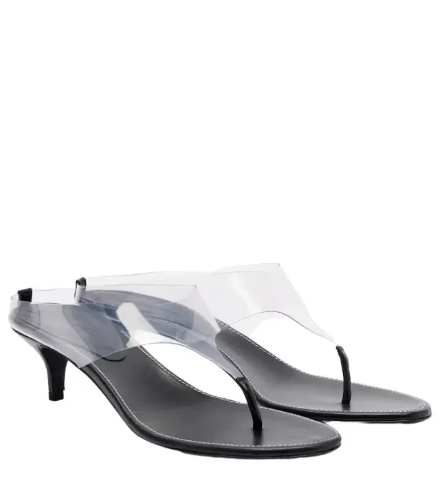 Leather and PVC thong sandals