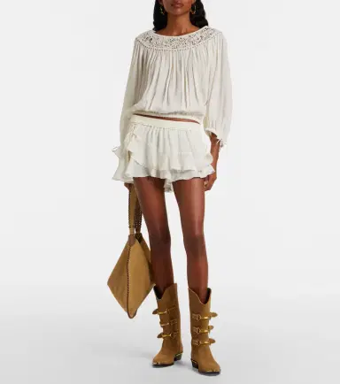 Isabel Marant Nelida guipure lace-trimmed silk blouse | Thumbnail 2