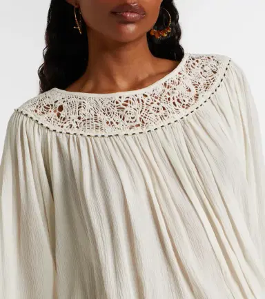 Isabel Marant Nelida guipure lace-trimmed silk blouse | Thumbnail 3