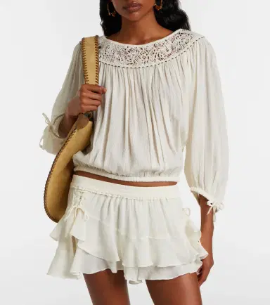 Isabel Marant Nelida guipure lace-trimmed silk blouse | Thumbnail 4