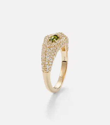 STONE AND STRAND Shield 14kt gold ring with diamonds and tourmaline | Thumbnail 2