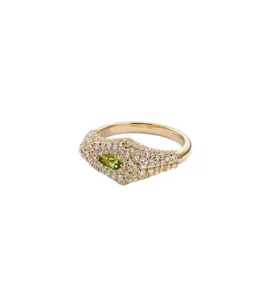 STONE AND STRAND Shield 14kt gold ring with diamonds and tourmaline | Thumbnail 1