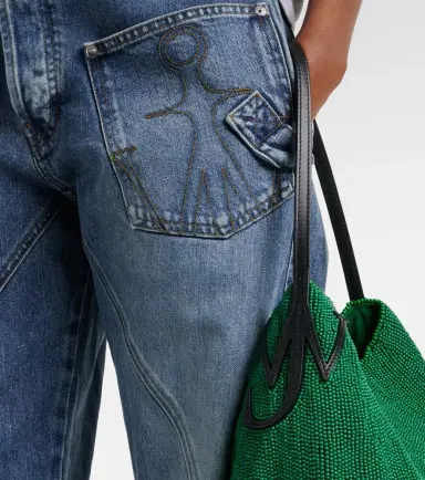 JW Anderson Bulb Small beaded leather-trimmed shoulder bag | Thumbnail 5