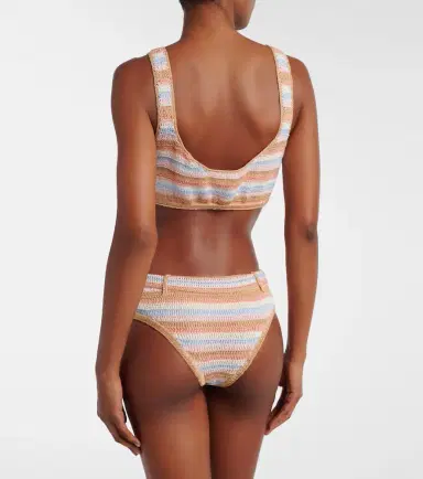 Anna Kosturova Crochet striped cotton bikini top | Thumbnail 3