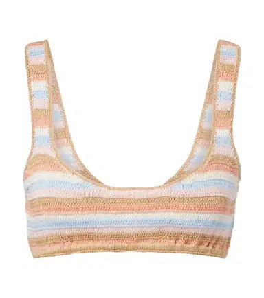 Anna Kosturova Crochet striped cotton bikini top | Thumbnail 1