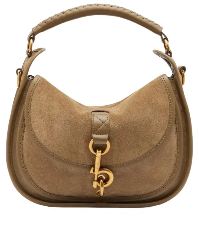 Clip Messenger suede top-handle bag