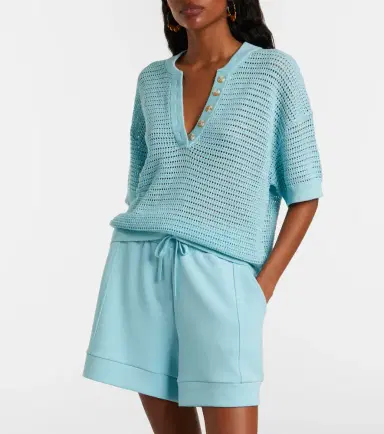 Varley Callie open-knit cotton polo sweater | Thumbnail 2