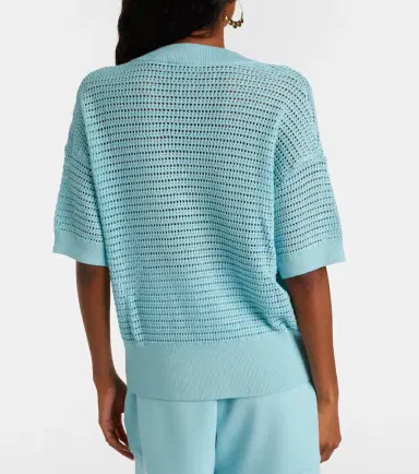 Varley Callie open-knit cotton polo sweater | Thumbnail 3