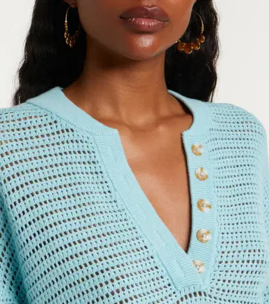Varley Callie open-knit cotton polo sweater | Thumbnail 5