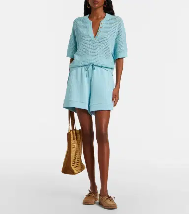 Varley Callie open-knit cotton polo sweater | Thumbnail 6
