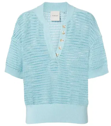 Varley Callie open-knit cotton polo sweater | Thumbnail 1