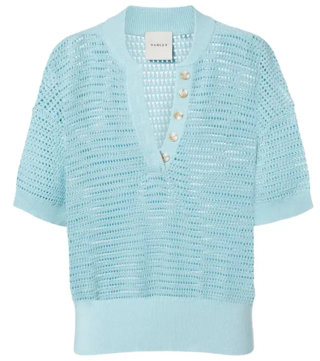 Callie open-knit cotton polo sweater