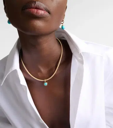 Octavia Elizabeth 18kt gold pendant necklace with turquoise | Thumbnail 5