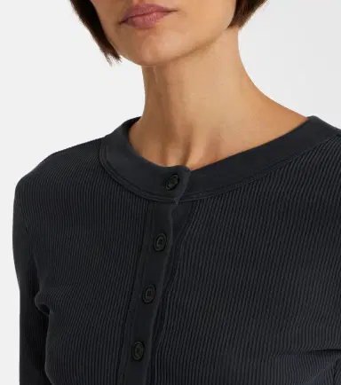 Citizens of Humanity Varra ribbed-knit jersey Henley shirt | Thumbnail 3