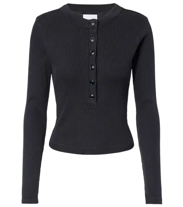 Citizens of Humanity Varra ribbed-knit jersey Henley shirt