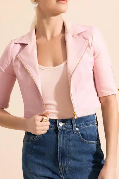 SUSAN BENDER Short Sleeve Moto Jacket - Marissa | Thumbnail 2